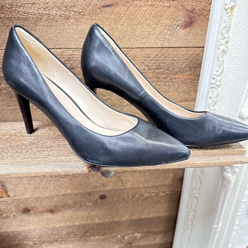Cole Haan Black Leather Pointed-Toe Pumps - Picture 6 of 6